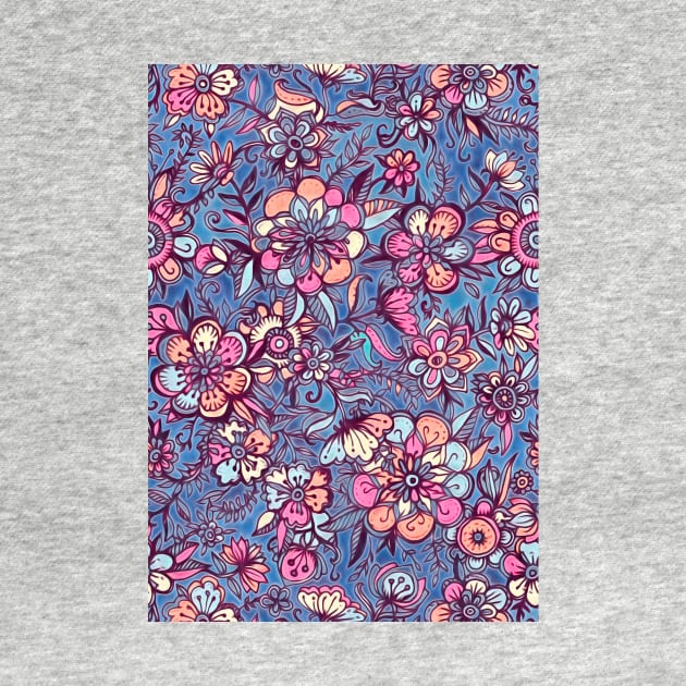 Sweet Spring Floral - soft indigo & candy pastels by micklyn